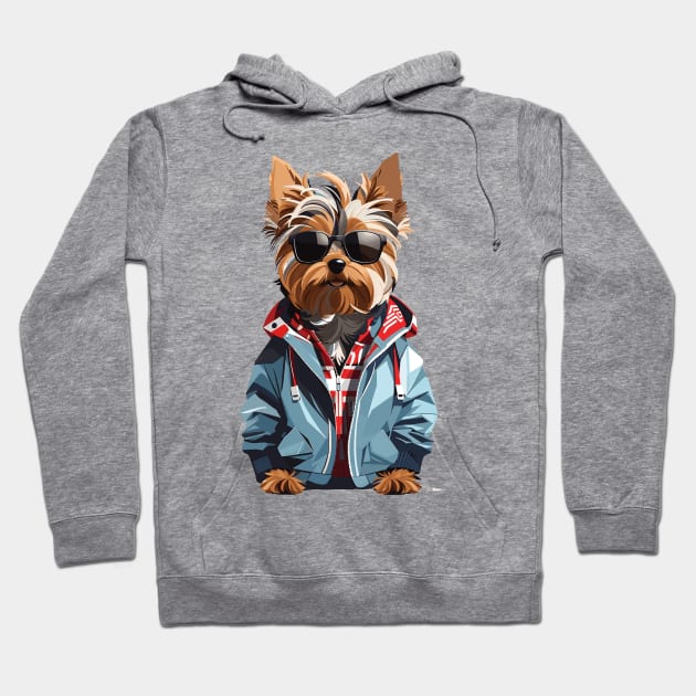 Yorkshire Terrier With Sunglasses Hoodie by Graceful Designs